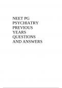NEET PG PSYCHIATRY PREVIOUS YEARS QUESTIONS AND ANSWERS