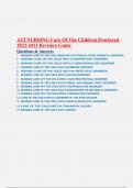 ATI NURSING Care Of The Children Proctored 2022-2023 Revision Guide  