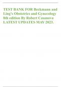 TEST BANK FOR Beckmann and Ling's Obstetrics and Gynecology 8th edition By Robert Casanova LATEST UPDATES MAY 2023