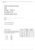AQA GCSE Combined Science Biology Paper 2 Foundation Tier Predicted Paper 2023 Questions with Answers&period;