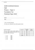 AQA GCSE Combined Science Physics Paper 2 Foundation Tier Predicted Paper 2023 Attached with Mark Scheme.