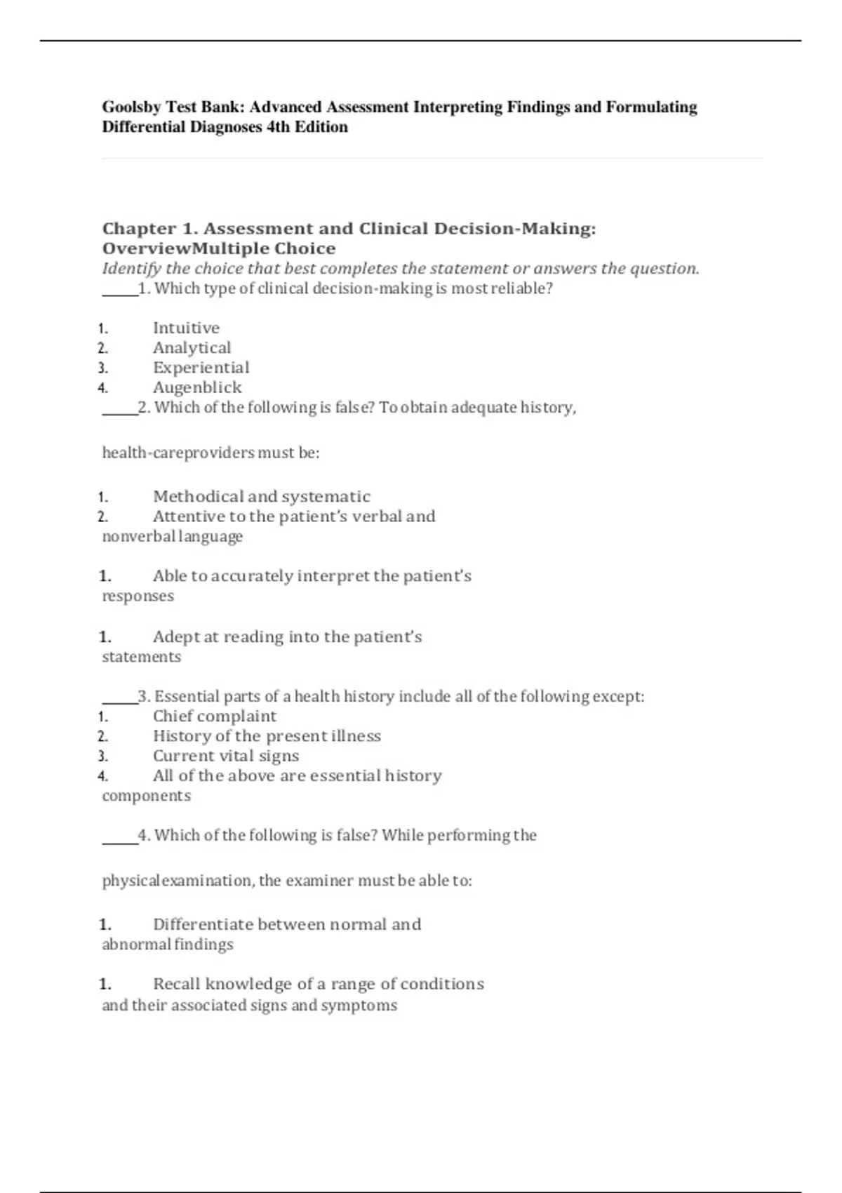 Advanced Assessment: Interpreting Findings and Formulating Differential ...