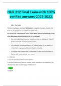 NUR 212 (NUR212) Final Exam-with 100% verified answers-2022-2023.