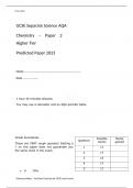 AQA GCSE Separate Science Chemistry Paper 2 Higher Tier Predicted Paper 2023 Attached with Mark Scheme.