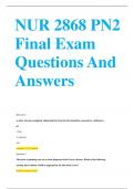 NUR 2868 PN2 Final Exam Questions And Answers