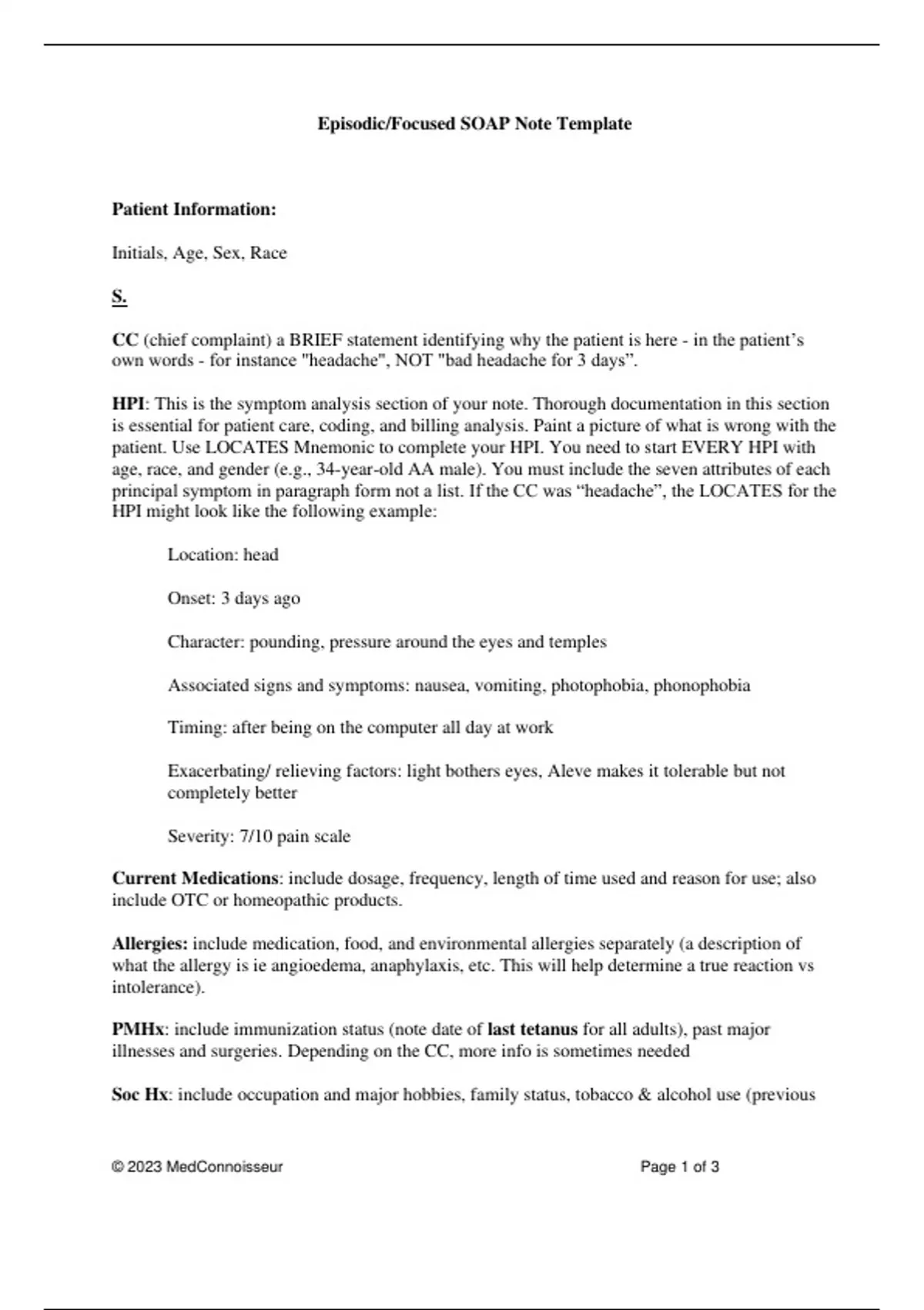 NURS 6512 Episodic Focused SOAP Note Head, Eyes, Ears, Nose, and Throat ...