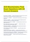 ACS Biochemistry Final Exam Questions with All Correct Answers