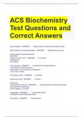 ACS Biochemistry Test Questions and Correct Answers 