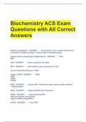 Biochemistry ACS Exam Questions with All Correct Answers 