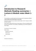 Security Studies - Lecture & module notes and mandatory reading summaries of Introduction to Research Methods