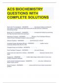 ACS BIOCHEMISTRY QUESTIONS WITH COMPLETE SOLUTIONS