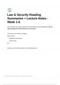 Security Studies - Lecture notes and mandatory reading summaries of Law and Security