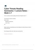 Security Studies - Lecture notes and mandatory reading summaries of Cyber Threats