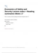 Security Studies - Lecture notes and summaries of mandatory readings of Economics of Safety and Security