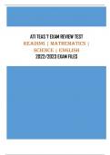 ATI TEAS 7 EXAM REVIEW TEST  (V3) Reading | Mathematics | Science | English -  EXAM FILES (SCORED A+) QUESTIONS & ANSWERS 2022/2023