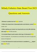 Milady Esthetics State Board Test 2023 Questions and Answers| 100% Verified