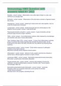 Immunology HMX Question with answers rated A&plus;  2023