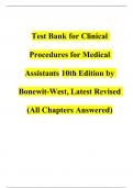 Test Bank for Clinical Procedures for Medical Assistants 10th Edition by Bonewit-West, Latest Revised (All Chapters Answered)