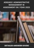 ADB1602 (Administrative management ib) Assessment 06 2023