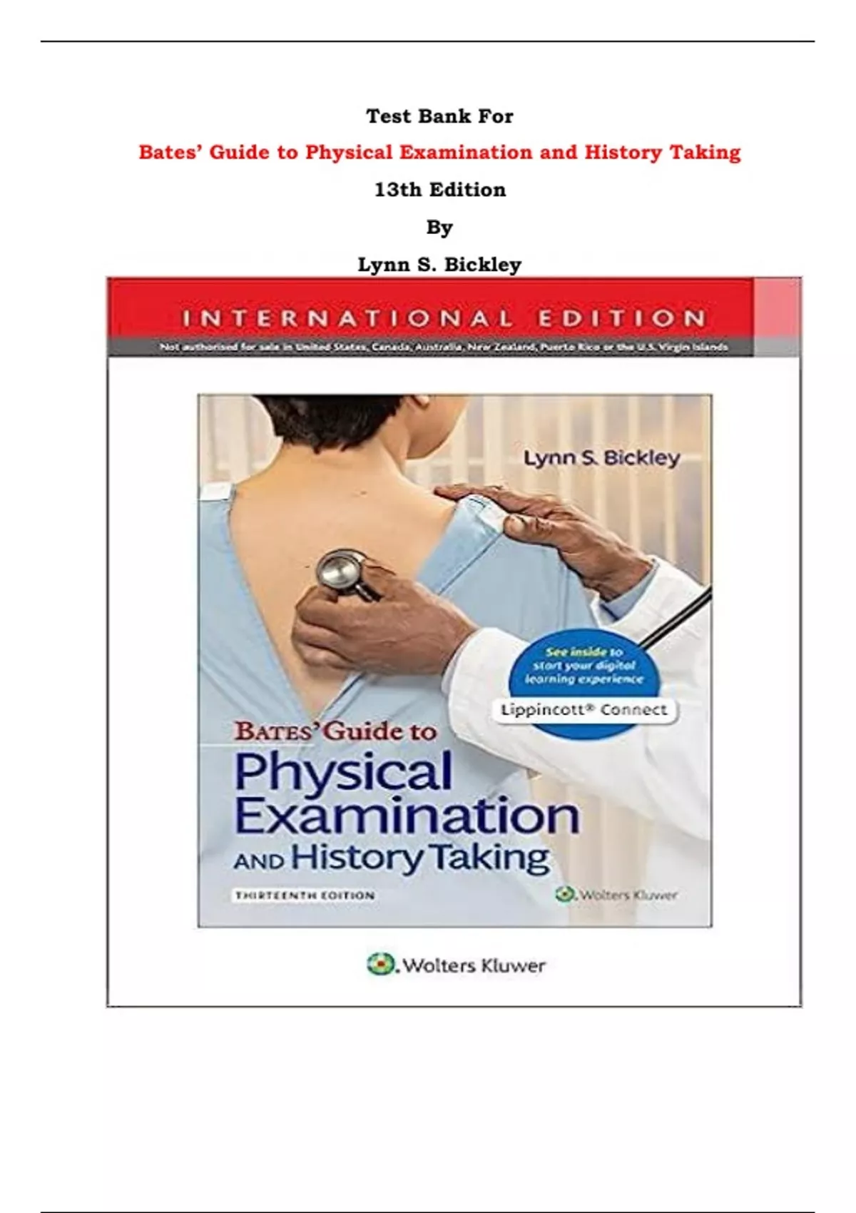 BATES GUIDE TO PHYSICAL EXAMINATION AND HISTORY TAKING TEST BANK PDF visual data 2