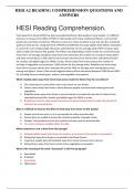 HESI A2 READING COMPREHENSION QUESTIONS AND ANSWERS