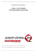 LPL4802 &ndash; LAW OF DAMAGES TAKE-HOME EXAMINATION QUESTIONS
