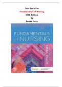 Test Bank For Fundamentals of Nursing  10th Edition By Potter Perry | Chapter 1 – 50, Latest Edition|
