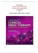 Test Bank For Abrams’ Clinical Drug Therapy  Rationales for Nursing Practice  12th Edition By Geralyn Frandsen, Sandra Smith Pennington | Chapter 1 – 61, Latest Edition|