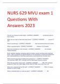 NURS 629 MVU exam 1 Questions With Answers 2023