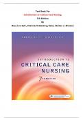 Test Bank For Introduction to Critical Care Nursing  7th Edition By Mary Lou Sole, Deborah Goldenberg Klein, Marthe J. Moseley | All Chapters, Latest Edition|