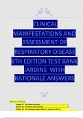 CLINICAL MANIFESTATIONS AND ASSESSMENT OF RESPIRATORY DISEASE 8TH EDITION TEST BANK JARDINS WITH RATIONALE ANSWERS