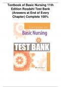 Textbook of Basic Nursing 11th Edition Rosdahl Test Bank (Answers at End of Every Chapter) Complete 100%