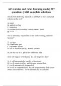 AZ statutes and rules learning mode&vert; 317 questions &vert; with complete solutions