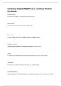 Chemistry AS Level AQA Physical Chemistry Revision Key Words A&plus; Guaranteed