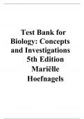 Test Bank for Biology Concepts and Investigations 5th Edition Mari lle Hoefnagels