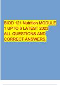 BIOD 121 Nutrition MODULE 1 UPTO 6 LATEST 2023 ALL QUESTIONS AND CORRECT ANSWERS.