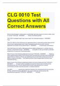 CLG 0010 Test Questions with All Correct Answers