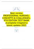 Best review  PROFESSIONAL NURSING: CONCEPTS & CHALLENGES, 9TH EDITION TEST BANK  (Complete Chapters) latest update 2023