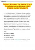 Pediatric Advanced Life Support (PALS) Exam Questions and Answers 2023 GRADED A+ FOR STUDENTS