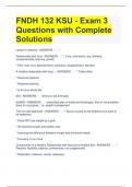FNDH 132 KSU - Exam 3 Questions with Complete Solutions 
