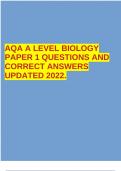 AQA A LEVEL BIOLOGY PAPER 1 QUESTIONS AND CORRECT ANSWERS UPDATED 2022.