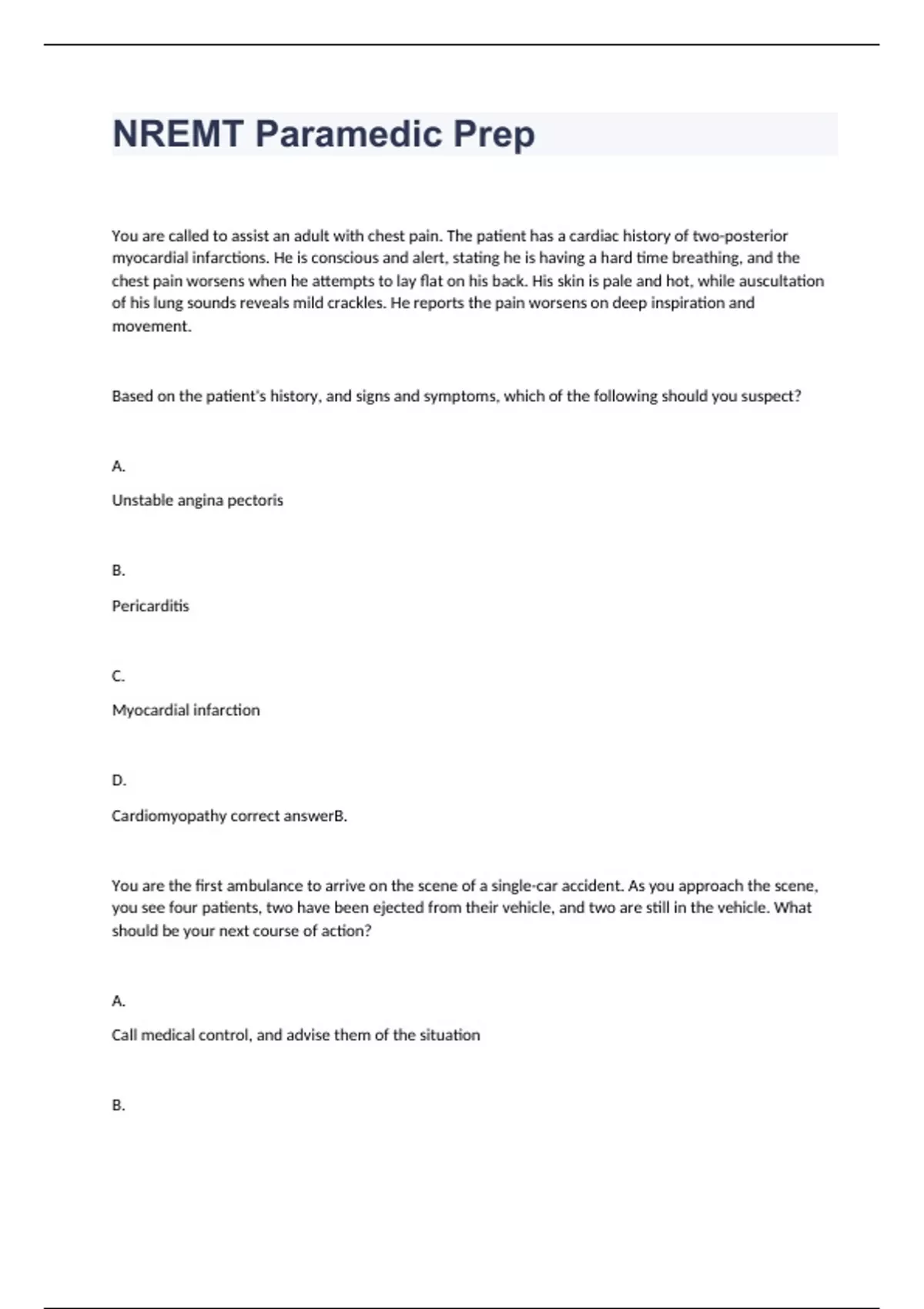 NREMT Paramedic Prep exam 2023 with 100% correct answers - NREMT ...