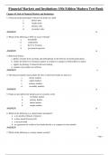 Complete Test Bank Financial Markets and Institutions 13th Edition Madura Questions & Answers with rationales &lpar;Chapter 1-26&rpar;