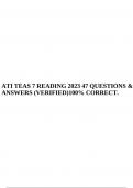 ATI TEAS 7 READING 2023 47 QUESTIONS & ANSWERS (VERIFIED)100% CORRECT.