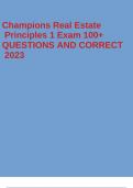 Champions Real Estate Principles 1 Exam 100+ QUESTIONS AND CORRECT 2023
