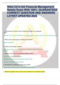 WGU C214 OA Financial Management Retake Exam With 100&percnt;  GUARANTEED CORRECT QUESTION AND ANSWERS LATEST UPDATED 2023 