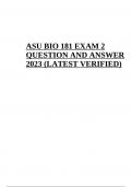 ASU BIO 181 EXAM 2 QUESTION AND ANSWER 2023 (LATEST VERIFIED)