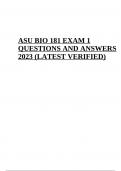 ASU BIO 181 EXAM 1 QUESTIONS AND ANSWERS 2023 (LATEST VERIFIED)