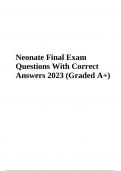 Neonate Final Exam Questions With Correct Answers 2023 (Graded A+)