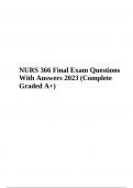NURS 366 Final Exam Questions With Answers 2023 (Complete Graded A+)